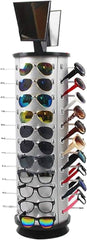 Rotating Metal Sunglasses Display Stand - 25-Count Rack with Mirror