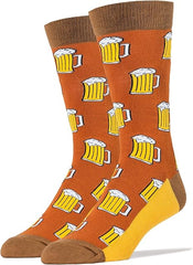 Men's Novelty Beer Mug Socks - Funny Drinking Crew Socks (Fits Sizes 8-13)