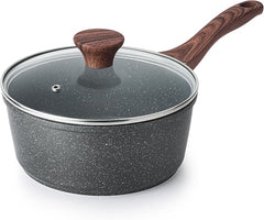 SENSARTE Nonstick Sauce Pan with Lid | Small Cooking Pot with Pour Spouts